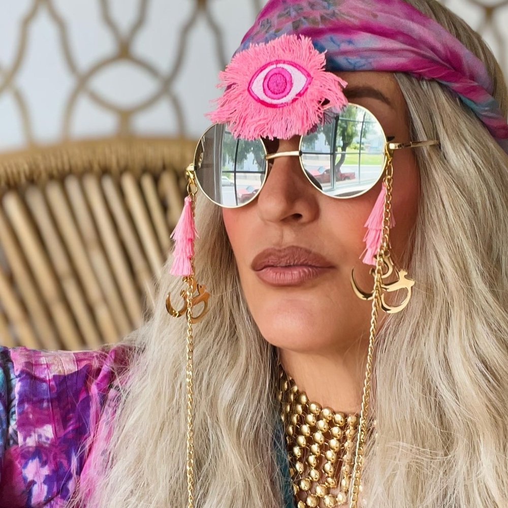 EVIL EYE THIRD EYE PINK FRINGE FUNGLASSES SUNGLASSES #RAVE #PARTY #BURNINGMAN